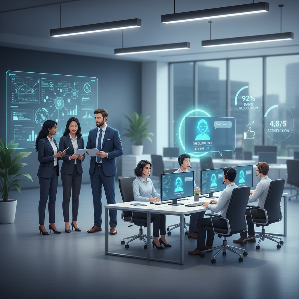 Dashboard showing AI customer service metrics and performance analytics