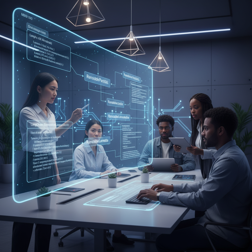 Real-world application showing LangChain workflow diagram with multiple connected components