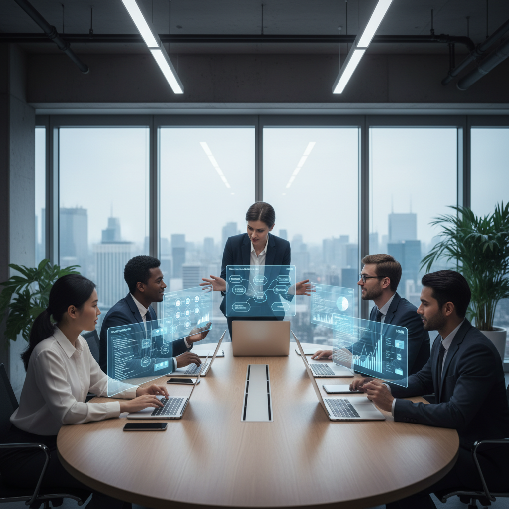 Various AI productivity applications shown on multiple devices