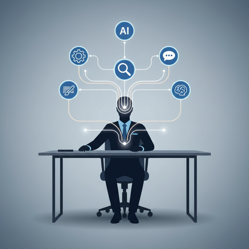 Diagram showing AI productivity concept with workflow optimization