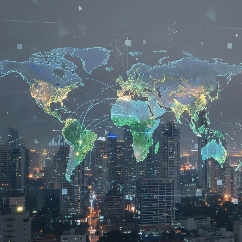 Header image showing global AI innovation centers in emerging markets