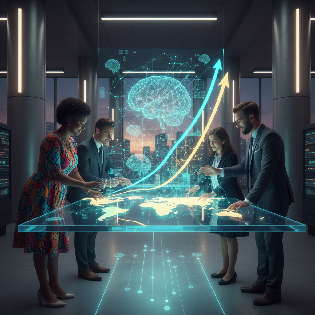 Map showing shifting centers of AI development globally